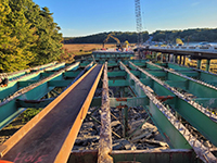 Bridge beams with excavator in background.